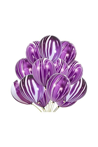 MP Mirific Party Set of 5 marbled balloons, white and purple, 35 cm