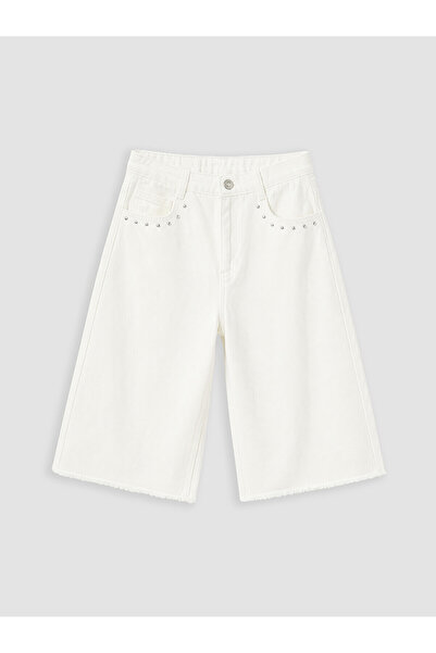 LC Waikiki Vizyon New Season Stoned Wide Leg Girls' Jean Shorts