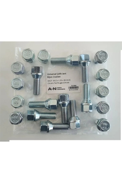 SHOPİARE BİJON CİVATASI UNIVERSAL ÇELİK JANT AA17 M12X1.25.28 10.9 CITROEN FI...
