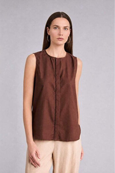 DeFacto Regular Fit Crew Neck Flared Cotton Sleeveless White Blouse E8482Ax26Hs