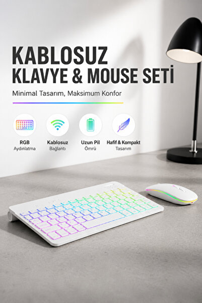 ÖZDELMARKT Kompakt Siyah RGB Işıklı Bluetooth Mini Klavye
