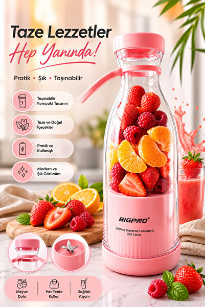ÖZDELMARKT BİG BARDAK BLENDER USB Şarjlı Taşınabilir Smoothie Hazırlayıcı