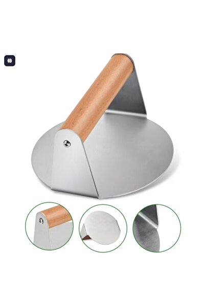 moldchef Mold Chef Wooden Handle Stainless Steel 14 cm Burger Press Hamburger...