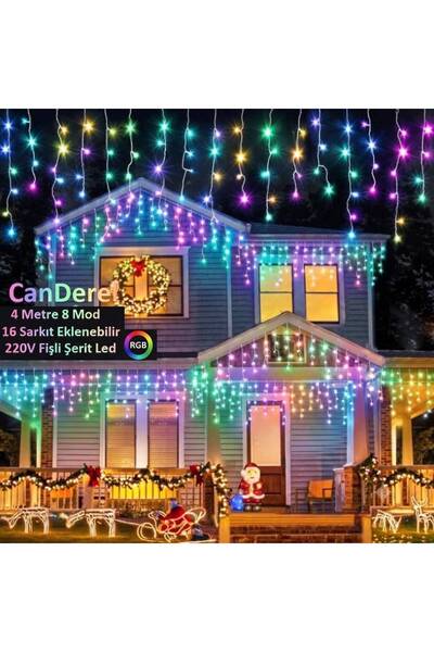 Canderel RGB Led Işık 8 Fonksiyonlu Perde Led Işık 4 Metre Genişlik 50x60x70 ...