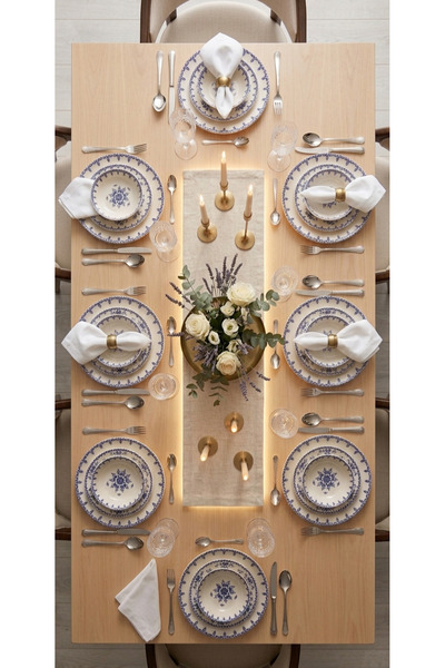 BATES HOUSE Güral Porselen Atina Yemek Takımı • 24 Parça 6 Kişilik