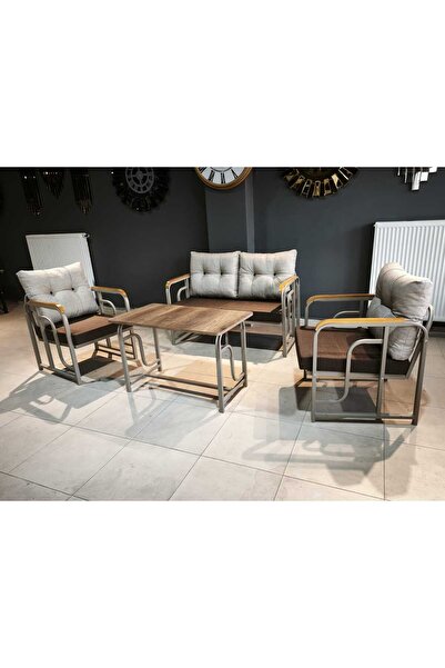 Serdemdizayn SERDEM CAPPUCCİNO METAL BAHÇE BALKON TAKIMI SANDALYE OTURMA GRUB...