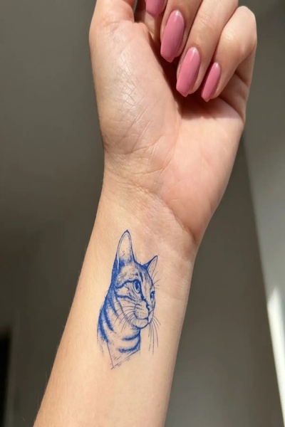 medink tattoo 1 Ay Kalıcı 24 Saat Sonra Kararan Kedi Mınımal model geçici döv...