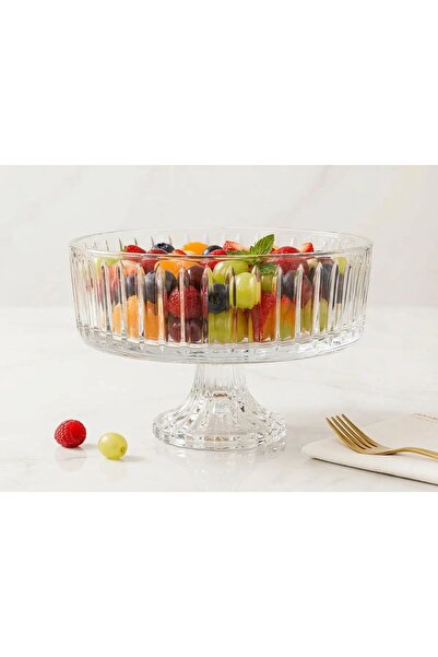 LeylArt Glass Stand Fruit Bowl, Glass Bowl
