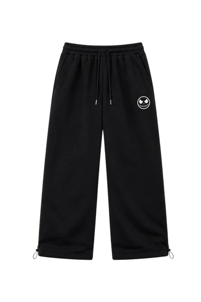 zaee Skull Smile Embroidered Adjustable Leg Premium Baggy Sweatpants
