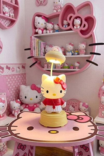 Küp Atölye Hello Kitty Şarjlı Masaüstü Gece Lambası Çocuk Odası Yatak başı Lamba