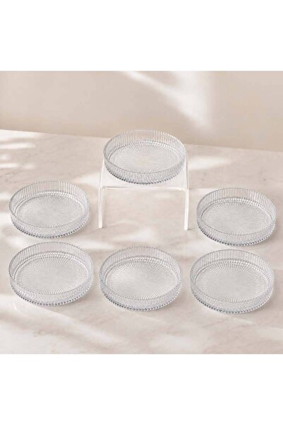 Ginza Luxury Glass Dessert Plate Set - 6 Pieces