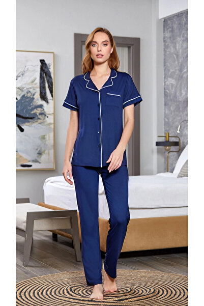 Veraura Lifestyle 25526-k women's short sleeve button-front pajama set