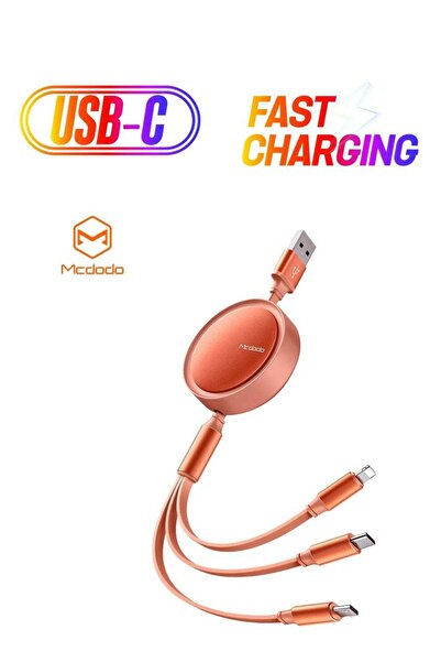 Mcdodo 3-in-1 Retractable USB Fast Charging Data Cable – 3A Multi-Charger for...