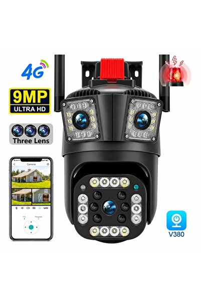 OEM Camera de Supraveghere 4G LTE cu Cartela SIM, 9MP Ultra HD, 3 Lentile, PT...