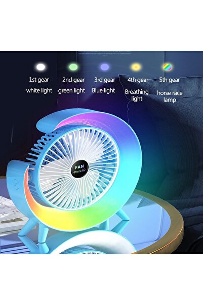 Primo Plus S14 Portable Colorful Desktop Fan, G-Shaped Quiet USB Table Fan wi...