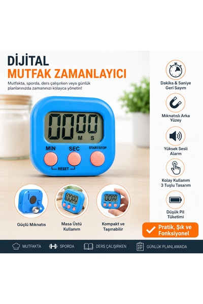 Miro Toys Dijital Ekranlı Alarmlı Mıknatıslı Ayaklı Mutfak Zamanlayıcı Fırın ...
