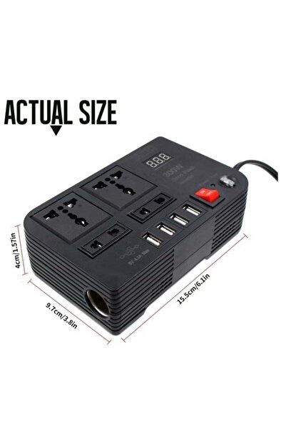 ELTRAZONE 300W Car Power Inverter With 4 USB Socket Auto Charger Converter DC...