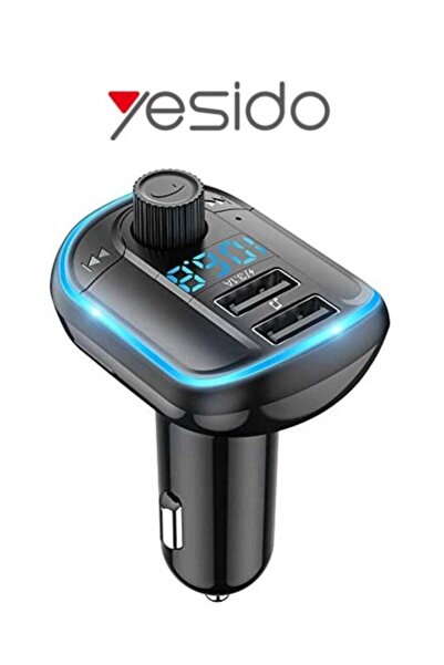 Yesido Y44 Bluetooth V5.0 FM Transmitter 3.1A Dual USB Car Charger RGB Backli...