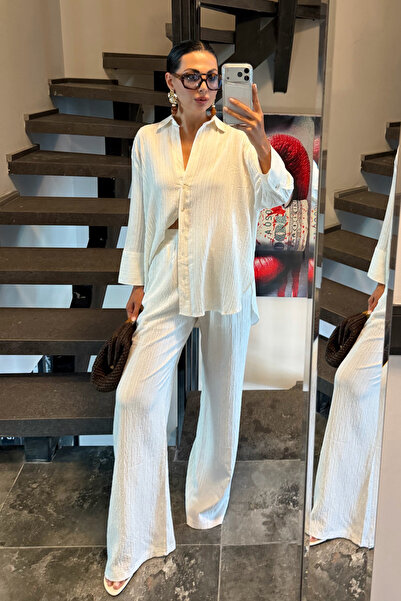 Seda Yalçın Atelier Natur Kadın Keten Pantolon Ve Gömlek Takım