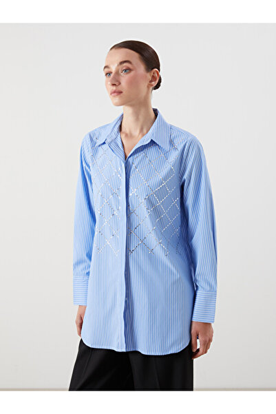 LC Waikiki Striped Shiny Stone Printed Women's Shirt Tunic