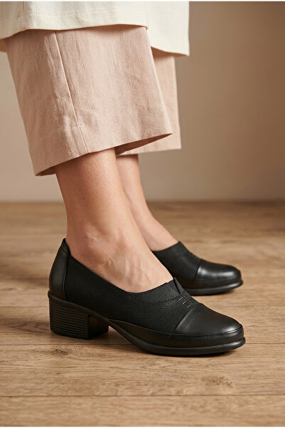 Solly 509 Vardar Black Genuine Leather Women's Heeled Shoes
