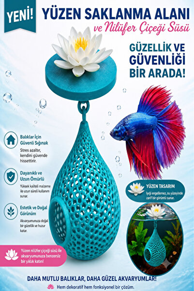 DIYMaX Akvaryum Dekoru Yüzen Dinlenme Alani Saklanma Mağarası