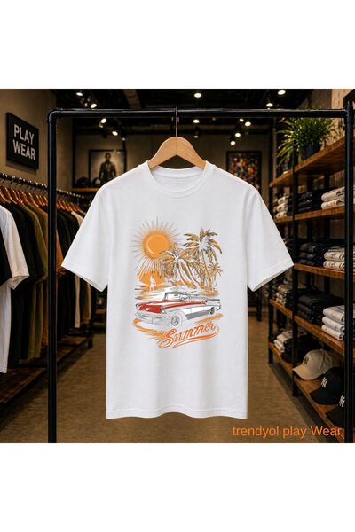 playwear Hello Summer Vehicle Printed 100% Cotton Oversize Loose Regular Fit ...