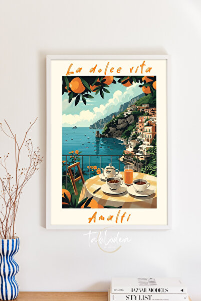 tablodea La Dolce Vita Amalfi Themed Pinterest Coffee Corner Painting, Wooden...