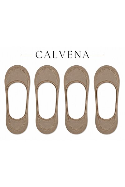 Calvena Kadın 4 Çift Koyu Bej Rengi Ultra İnce Mikrofiber Görünmez Çorap