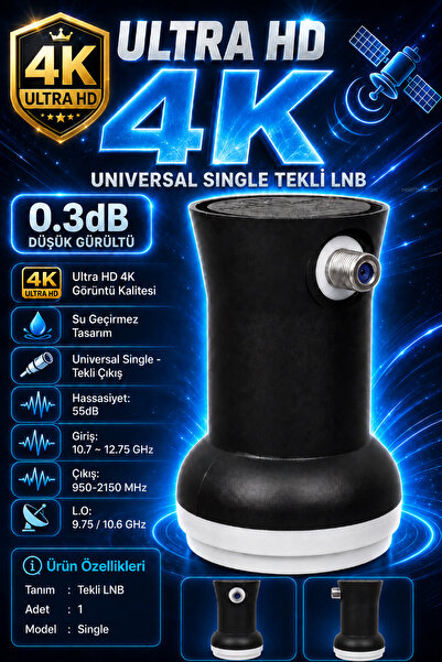 nelerbulurum Ultra HD 4K Universal Tekli LNB 0.3dB Düşük Gürültü Su Geçirmez ...
