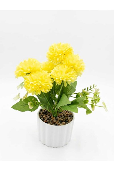 GreenArt نبات الأقحوان الأصفر الاصطناعي في وعاء سيراميك