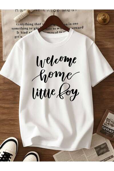 STITCHLY Men'S Welcome Home Graphic T-Shirt Soft Tee with Minimalist Black Ty...
