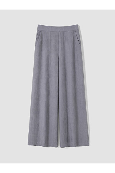 LC Waikiki Lcw Modest Gray Elastic Waist Textured Women's Trousers
