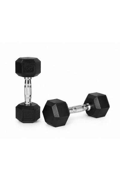 Volcan fitness Hex Dumbbell 5kg Pair – Rubber Coated Hexagonal Dumbbells for ...