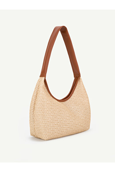 Mojeva Mun Wicker Vintage Double Zipper Hand and Shoulder Bag