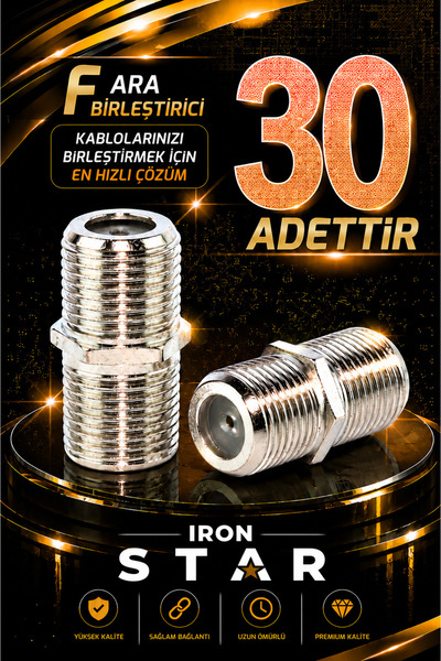 IRONSTAR 30 ADET F ara birleştirici / F dişi dişi adaptör / F konnektör ara e...