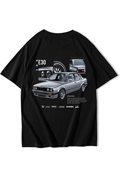 BRZ COLLECTION Unisex Oversize Icon E30 Icon T-Shirt Black