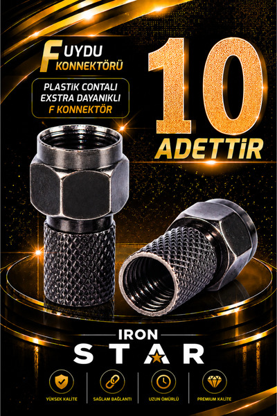 Mesef 10 ADET Siyah F uydu konnektörü / RG6 F konnektör / Plastik contalı / R...
