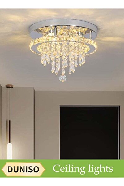DUNISO Crystal Ceiling Lamp, Corridor Lamp, Entrance Lamp, 30cm Three-Color V...
