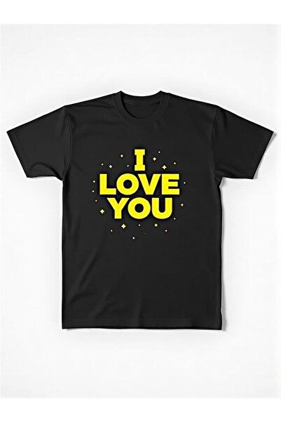 212Wear تي شيرت رجالي مطبوع عليه I Love You |   طباعة صفراء مضحكة على خلفية س...