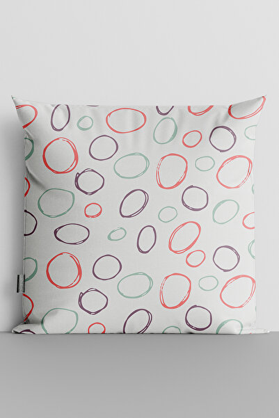 TicaretJet Colorful Rings Double Sided Digital Printed Pillow Throw Pillow Co...
