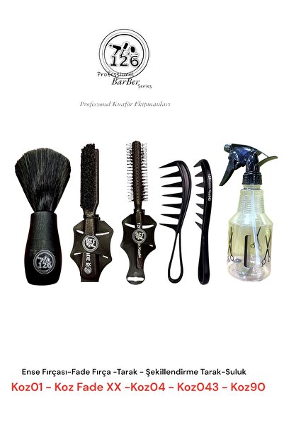 126 Professionel Barber Series 126 Koz 01 Ense Fırçası , KozXX Fade Fırça , K...