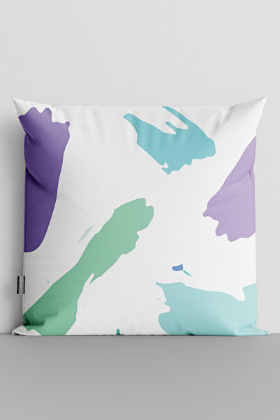 TicaretJet Colorful Shapes Double Sided Digital Printed Pillow Throw Pillow C...