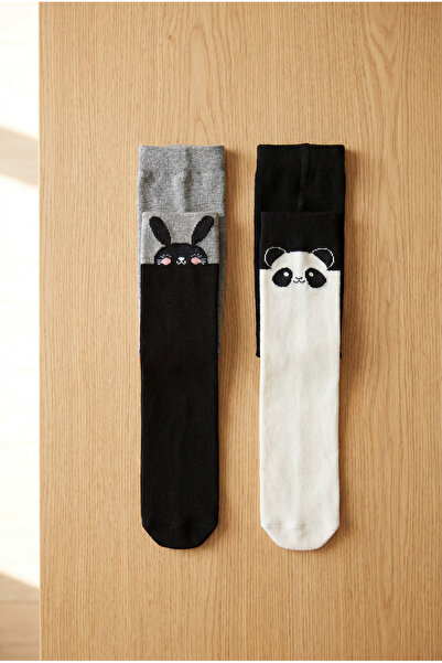 Katia&Bony Baby 2-Piece Animal Patterned Pantyhose Black Mix