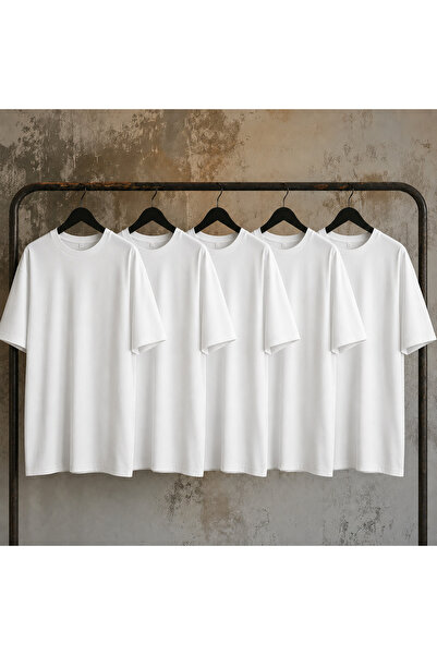 GILDAN Set 5 Tricouri Bărbați Casual-Elegante, Albe, Mărimea M