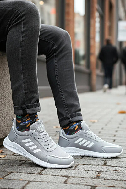 King Street Gray Men's Casual Sports Shoes Comfortable Lace-Up Sneaker
