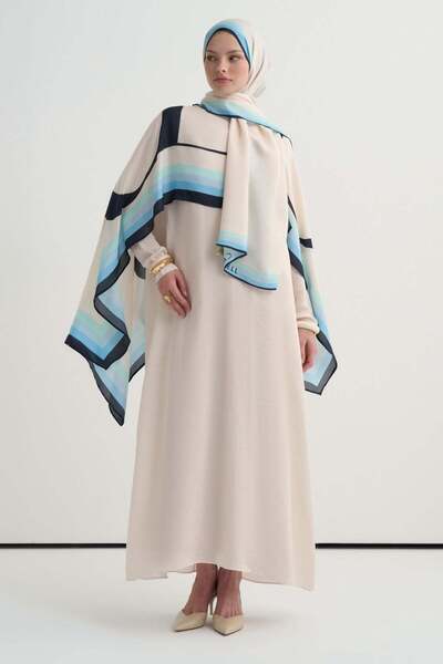 carell Cape Monogram Dress Blue