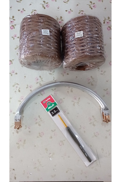 rüya hobi BURSLU ÇANTA KİTİ - 23 cm Oval Burs-2 Adet İthal Rafya- Tulip Tığ 3...