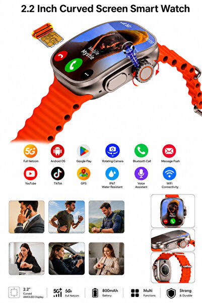 Baytix HOME 2.2 Inch AMOLED Curved Screen 5G Smart Watch, SIM Card Smartwatch...