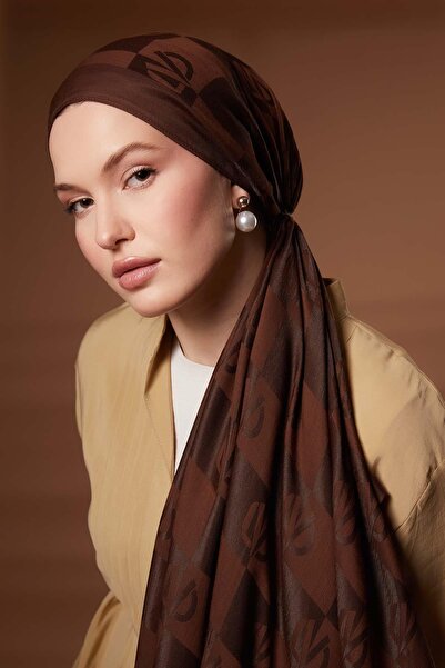 Levidor Coffee Square Lvd Printed Naia Jacquard Shawl
